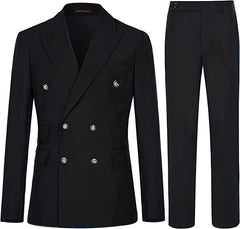 Formal Peaked Lapel Double Breasted Black Business Suits