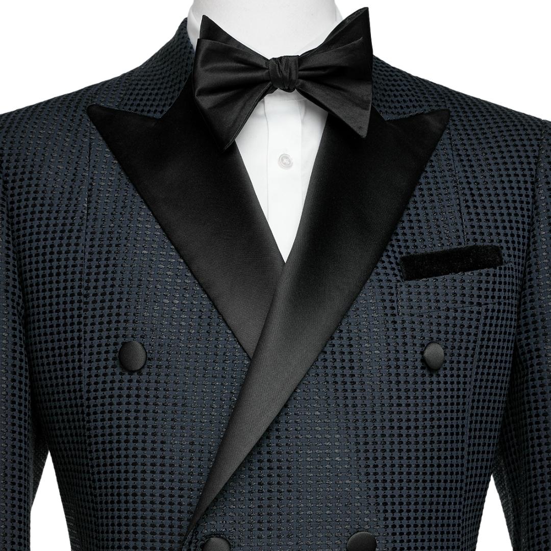 Formal Peaked Lapel Double Breasted Black Wedding Suits