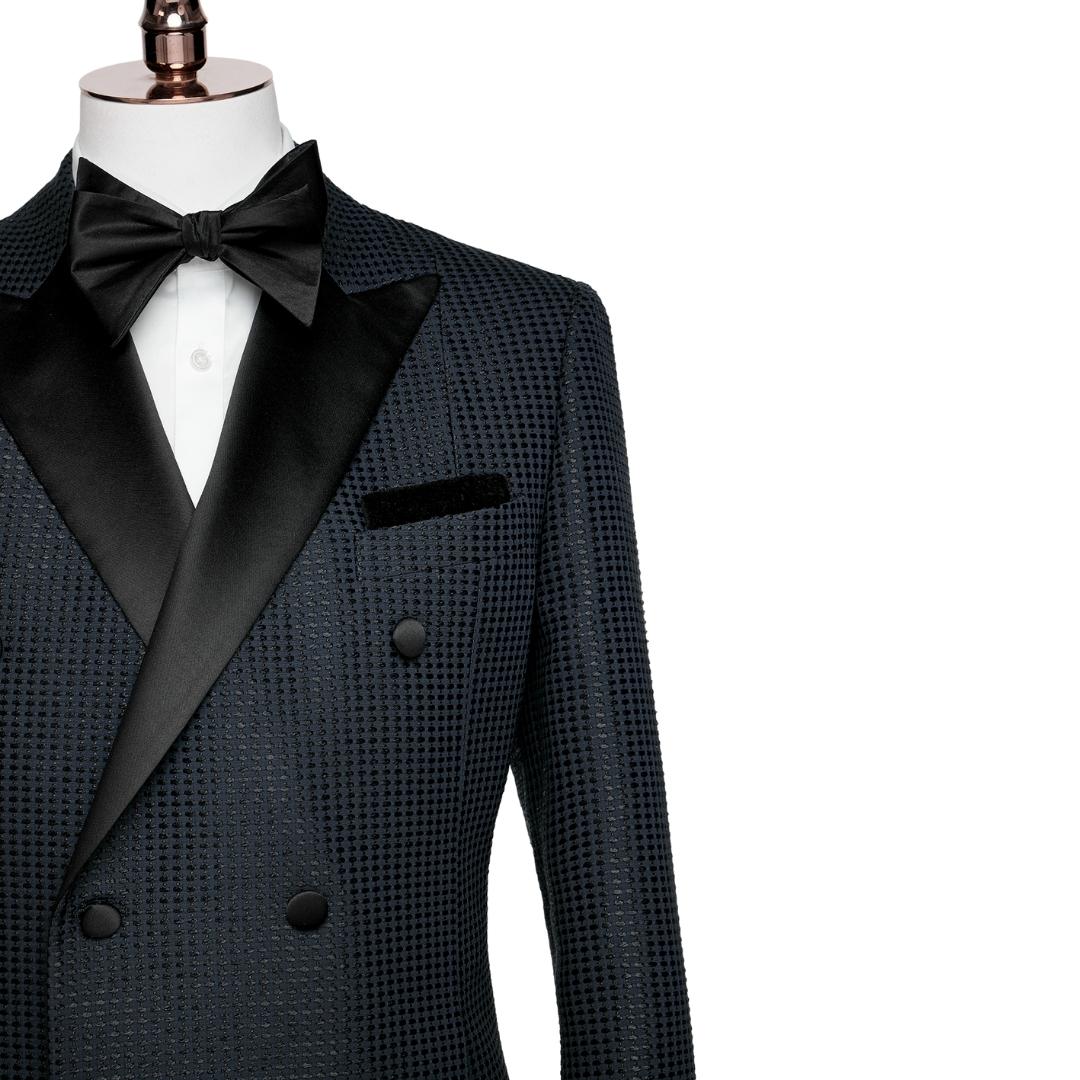 Formal Peaked Lapel Double Breasted Black Wedding Suits