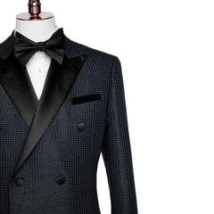 Formal Peaked Lapel Double Breasted Black Wedding Suits