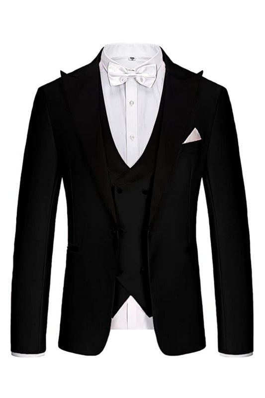 Formal Black Peaked Lapel Men Suits For Wedding