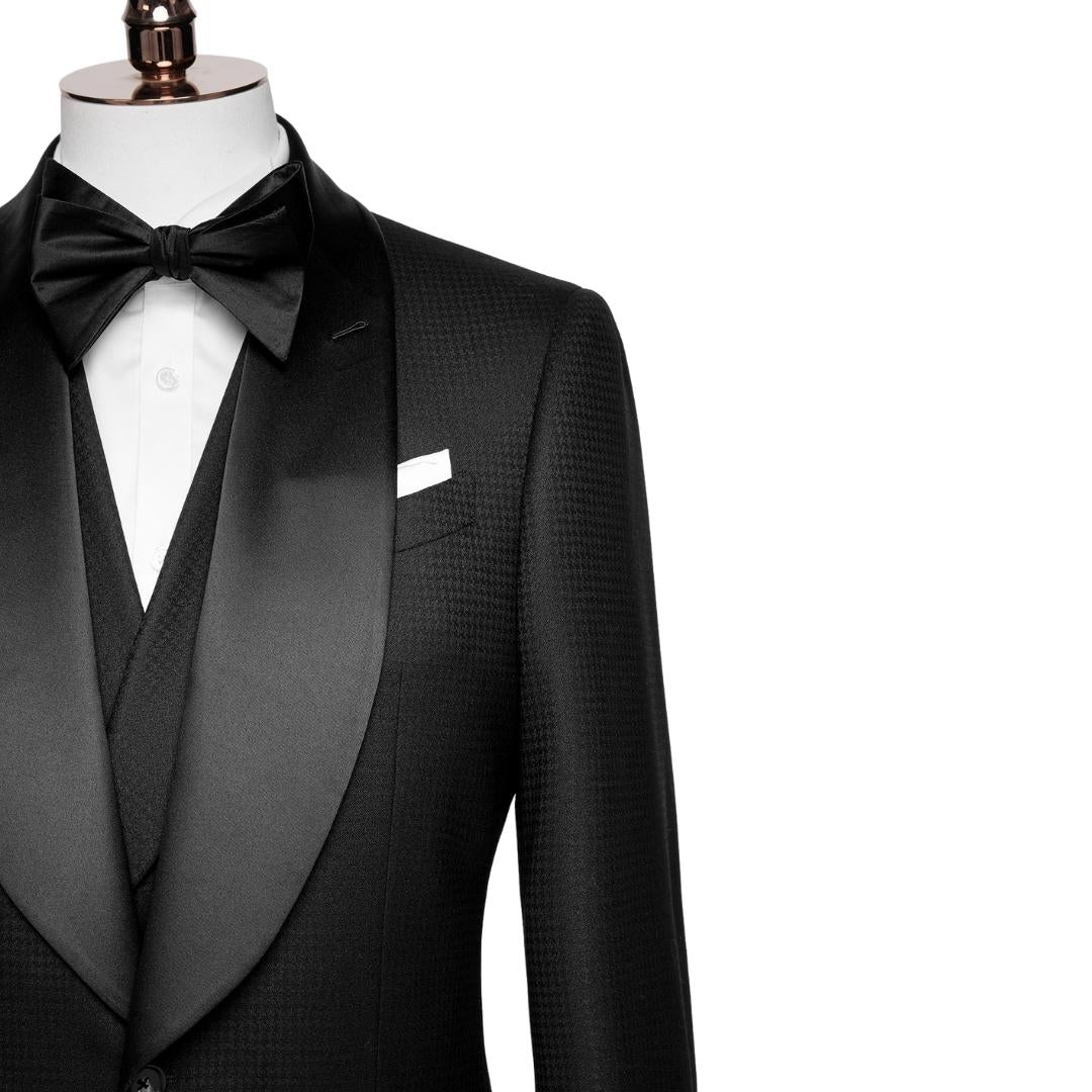 Formal Shawl Lapel Three Pieces Black Wedding Suits