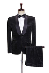 Formal Black Shawl Lapel Two Pieces Men Suits For Wedding