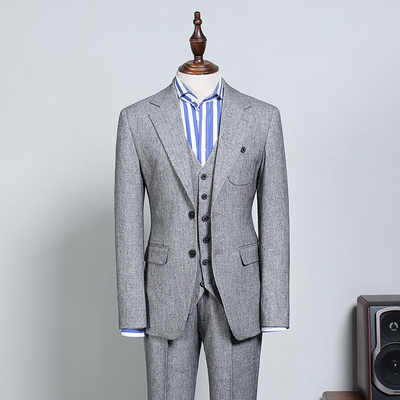Formal Gray 2 Flaps Slim Fit Tailored Business Suit