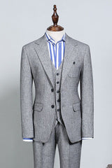 Formal Gray 2 Flaps Slim Fit Tailored Business Suit