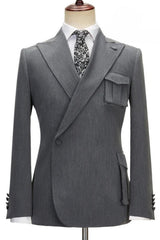 Formal Peaked Lapel Bespoke Gray Prom Suits