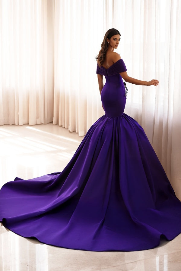 27DRESS Formal Off-the-Shoulder Mermaid Evening Dresses with Applique