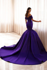 27DRESS Formal Off-the-Shoulder Mermaid Evening Dresses with Applique