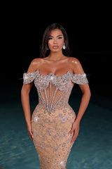 27DRESS Formal Off-the-Shoulder Mermaid Evening Dresses with Rhinestones