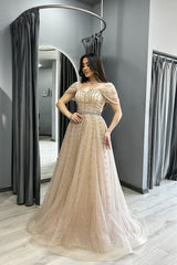 27DRESS Formal Off-the-Shoulder Sweetheart Evening Dresses with Sash