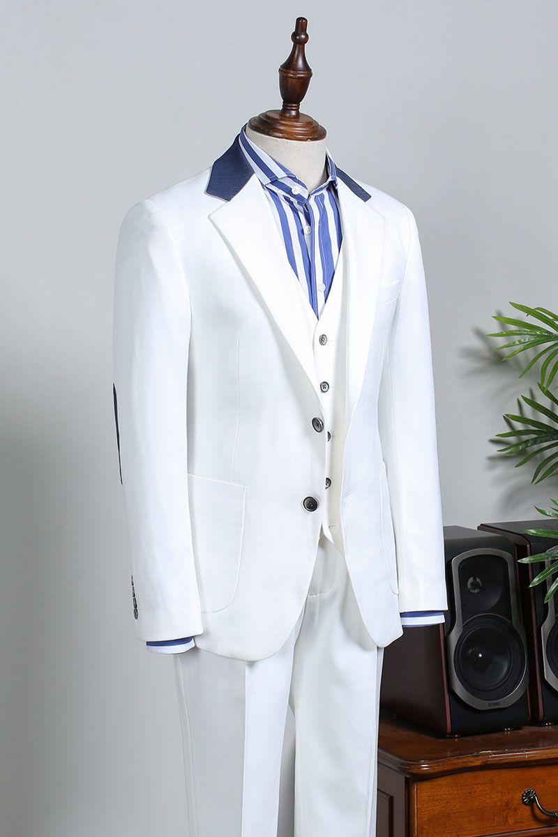 Formal White 3 Pieces Slim Fit Tailored Business Suit
