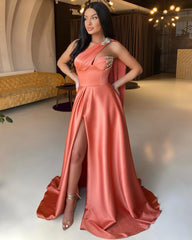Front Split One Shoulder Sleeveless Mermaid Prom Dress With Beadings Online