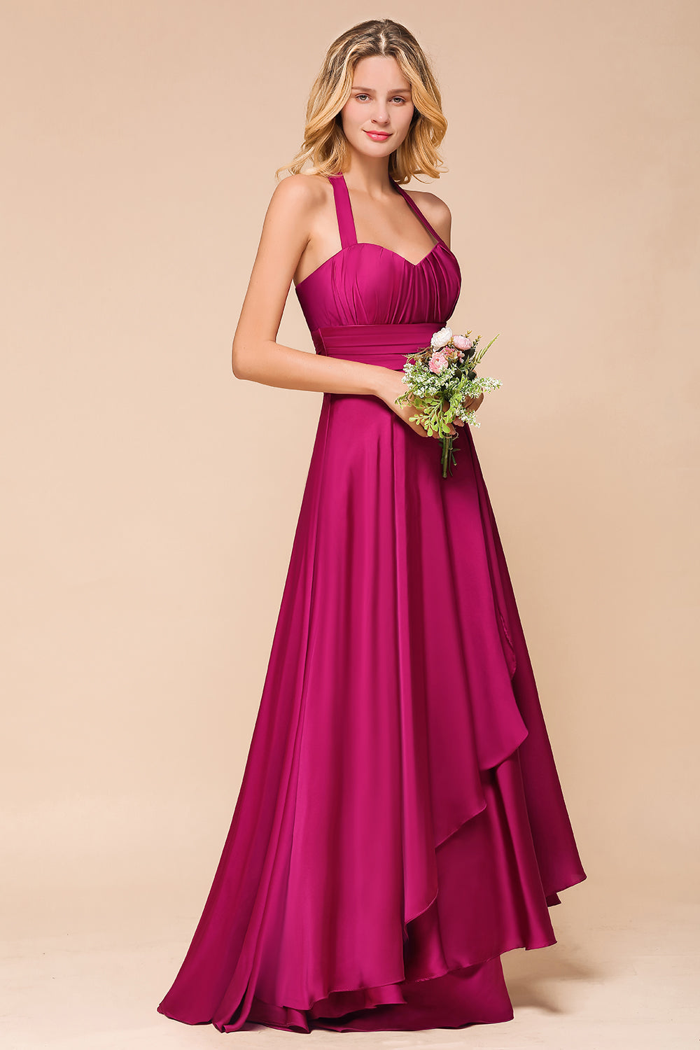 Fuchsia Halter Sweetheart Chiffon Long Bridesmaid Dresses 27dress Fuchsia Halter Sweetheart Chiffon Long Bridesmaid Dresses 27dress