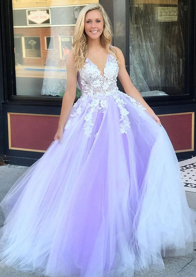 Load image into Gallery viewer, Glamorous Ball Gown Sleeveless Long Tulle Prom Dress with Appliques-27dress
