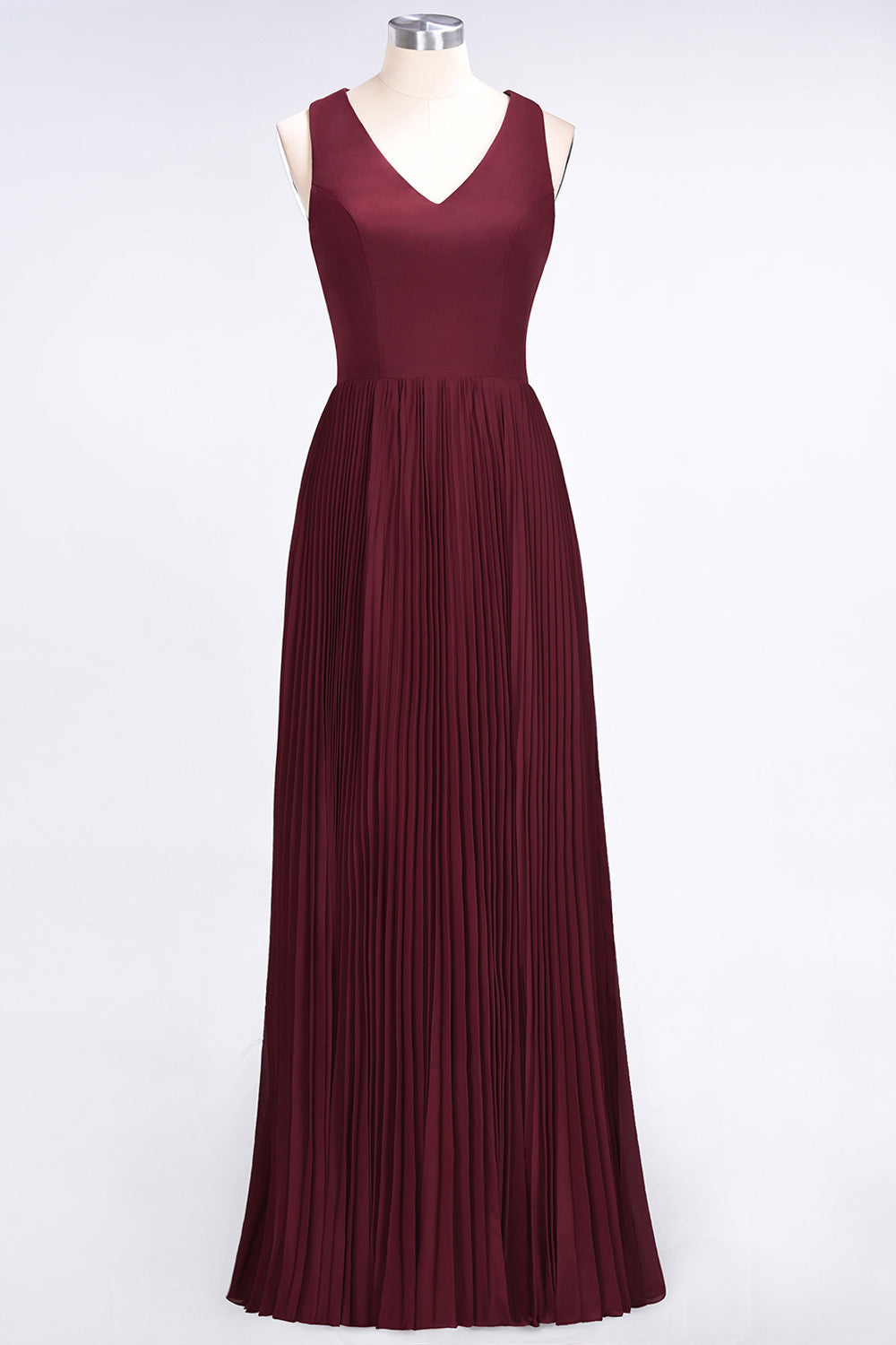 Glamorous Chiffon V-Neck Ruffle Burgundy Bridesmaid Dresses Affordable-27dress