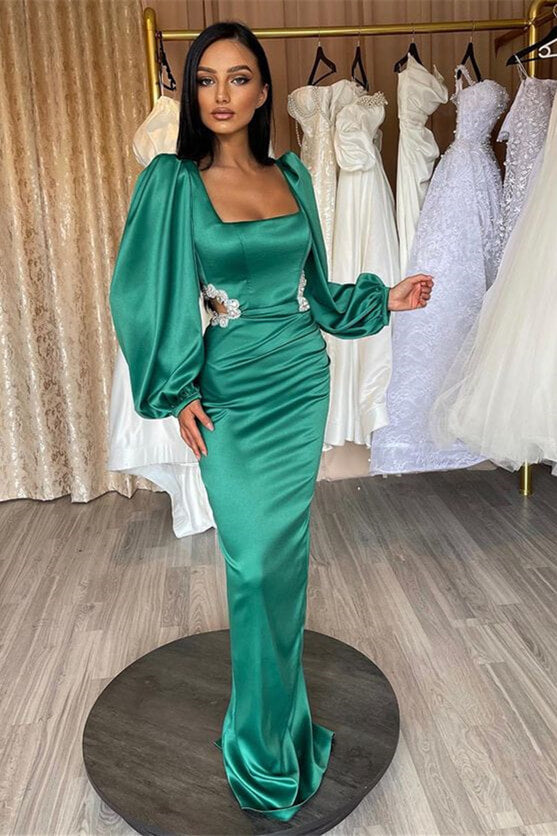 Glamorous Long Puff Sleeves Mermaid Prom Dress With Appliques