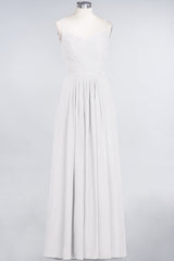 Glamorous Spaghetti Straps Sweetheart Ruffle Chiffon Bridesmaid Dress Online-27dress
