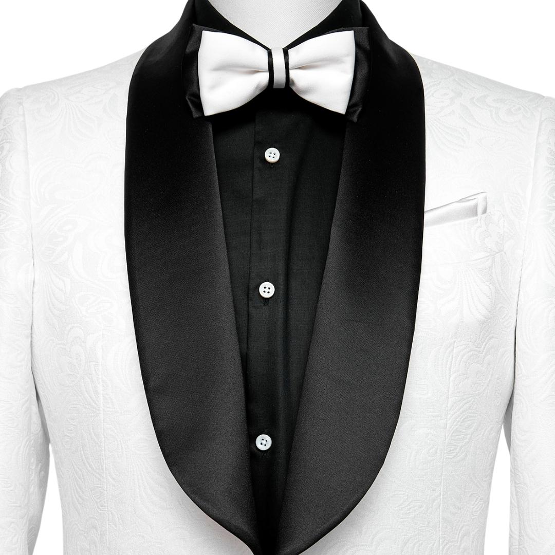 Glamorous Shawl Lapel Two Pieces Jacquard White Wedding Suits