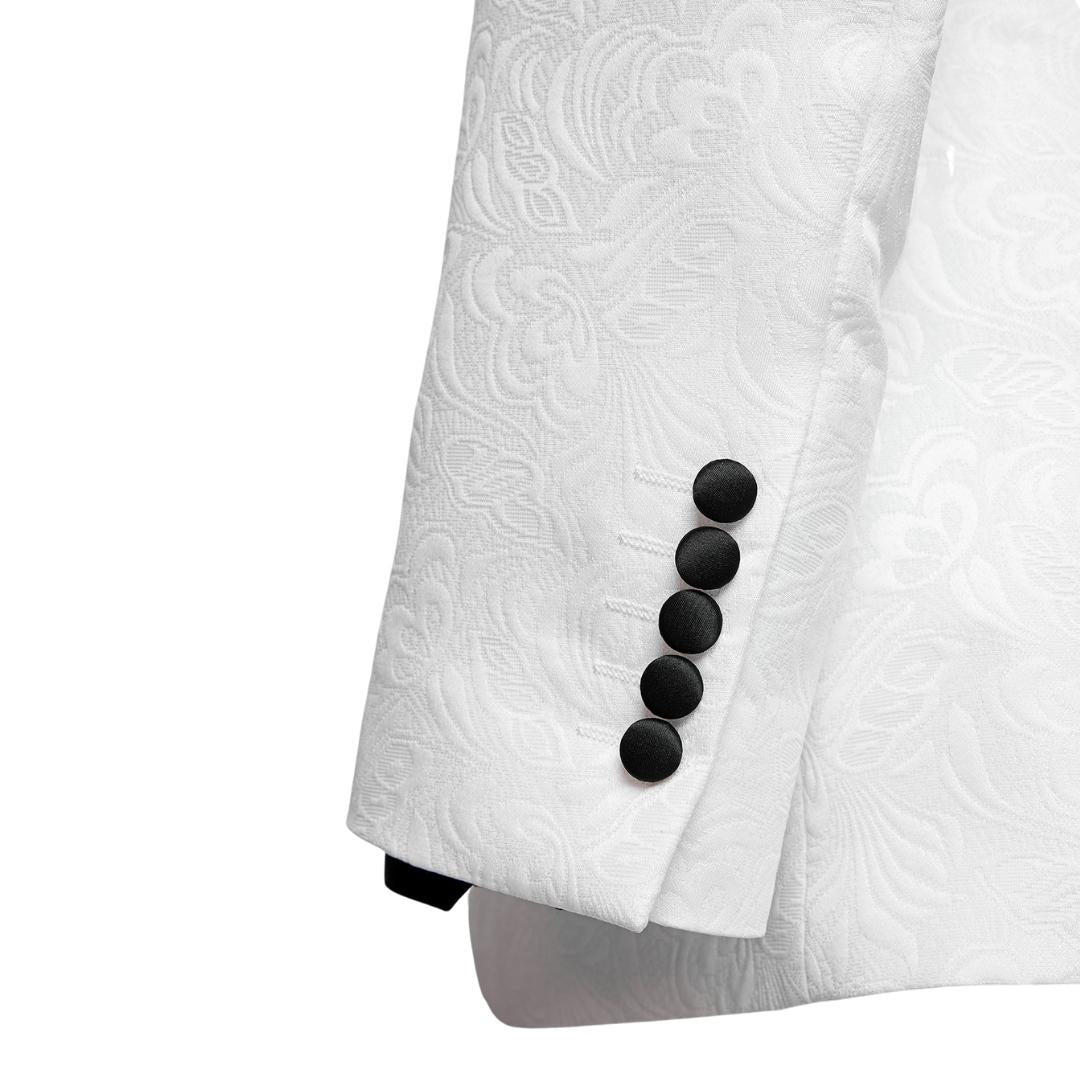 Glamorous Shawl Lapel Two Pieces Jacquard White Wedding Suits
