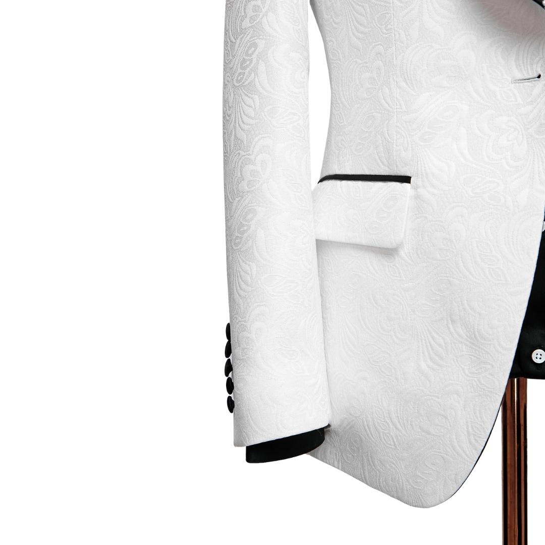 Glamorous Shawl Lapel Two Pieces Jacquard White Wedding Suits