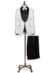 Glamorous Shawl Lapel Two Pieces Jacquard White Wedding Suits