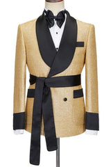 Shawl Lapel Double Breasted Gold Wedding Suits