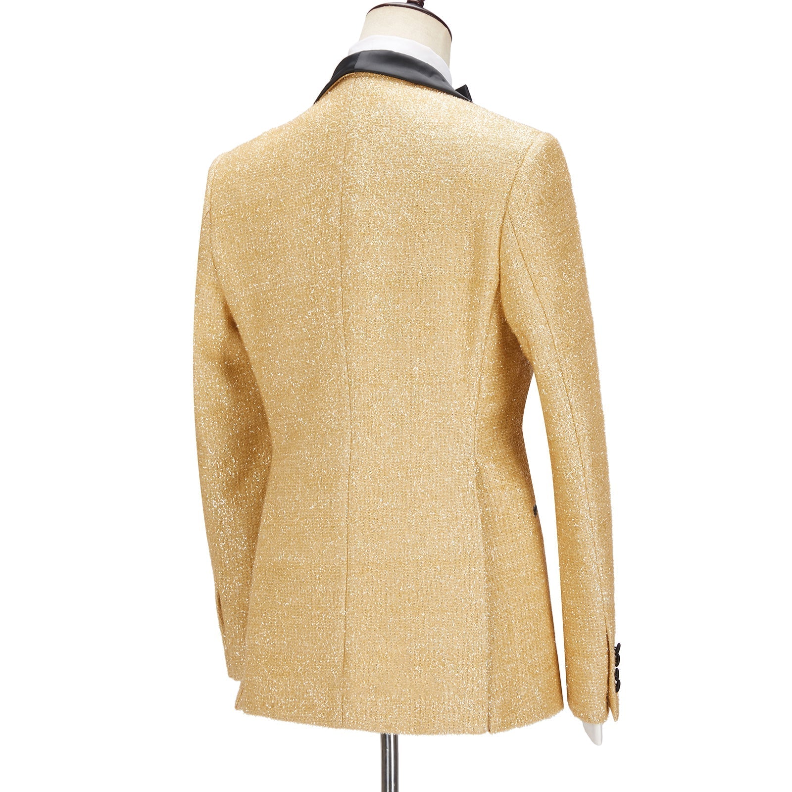 Golden Shawl Lapel Three Pieces Men Suits For Wedding