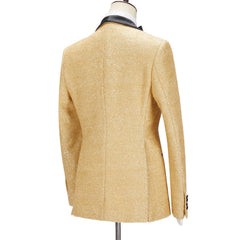 Golden Shawl Lapel Three Pieces Men Suits For Wedding