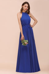Gorgeous Affordable Chiffon Ruffle Royal Blue Bridesmaid Dress-27dress