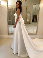 Gorgeous Ball Gown Wedding Dress With Straight Satin Court Train and Bow