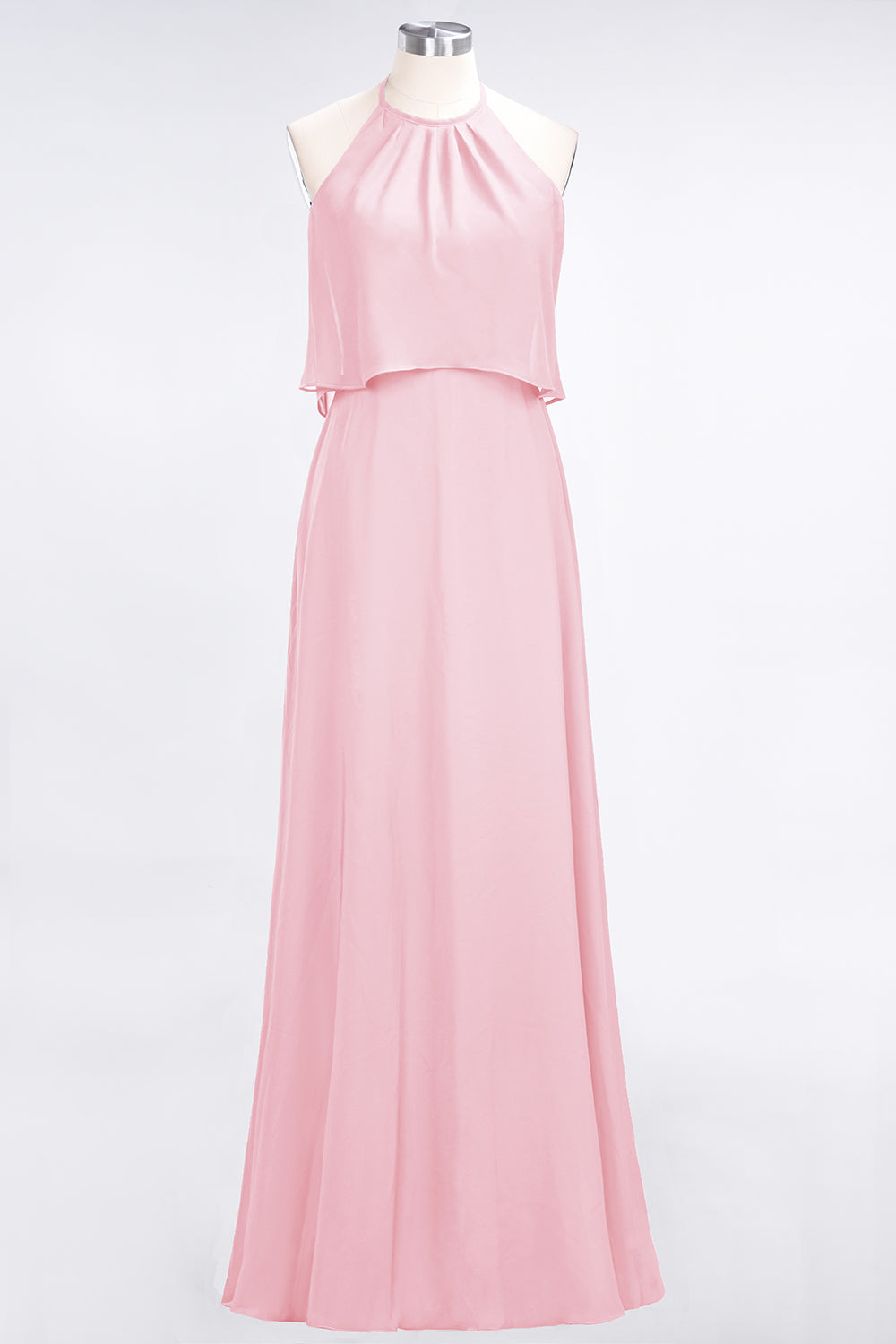 Gorgeous Chiffon Flounced Crinkle Sheath Long Burgundy Bridesmaid Dresses-27dress