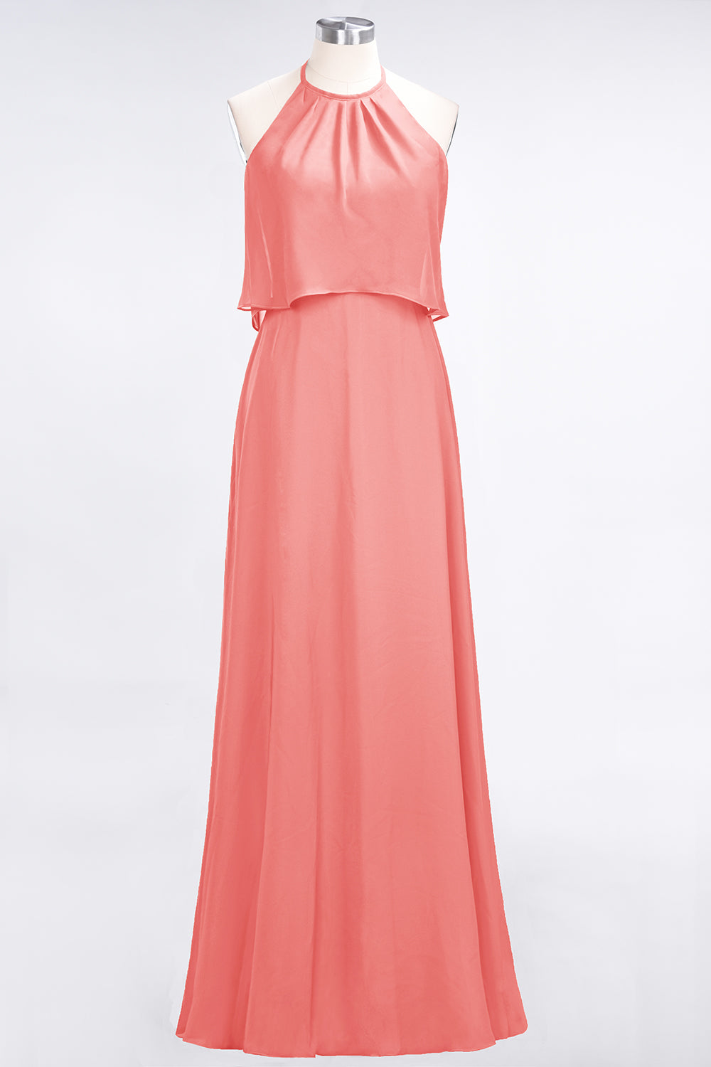 Gorgeous Chiffon Flounced Crinkle Sheath Long Burgundy Bridesmaid Dresses-27dress