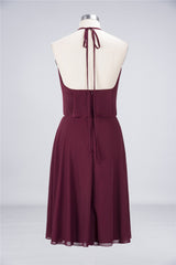 Gorgeous Halter Sleeveless Chiffon Short Bridesmaid Dress with Ruffle-27dress