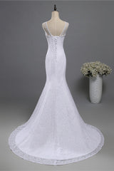 Gorgeous Jewel Lace Mermaid Wedding Dress Sleeveless Appliques Bridal Gowns with Rhinestones-27dress