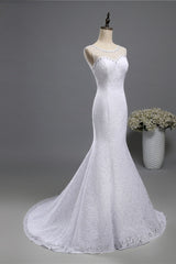 Gorgeous Jewel Lace Mermaid Wedding Dress Sleeveless Appliques Bridal Gowns with Rhinestones-27dress