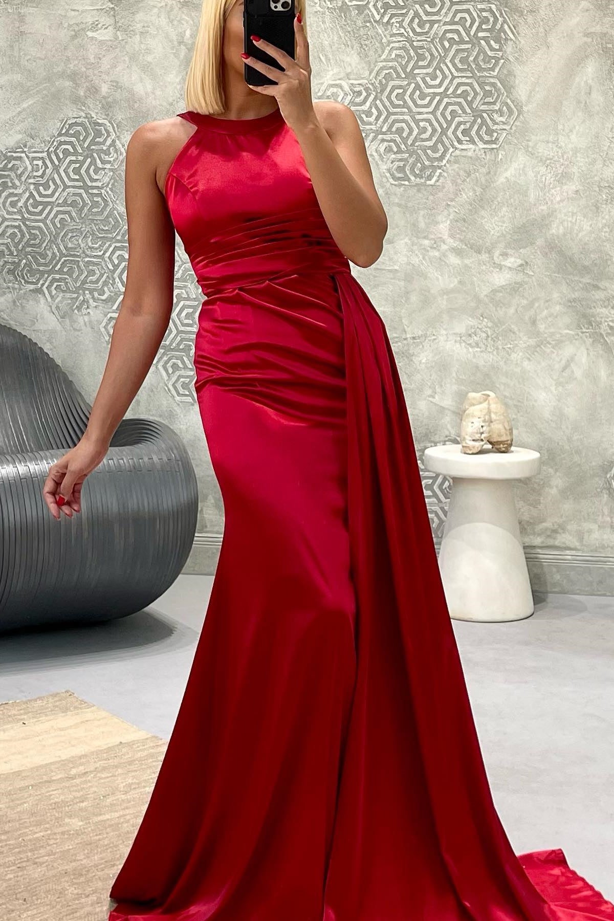 Gorgeous Jewel Strapless Mermaid Long Prom Dress With Pleated