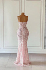 Gorgeous Mermaid Sleeveless Sequined Long Prom Dresses with Slit-27dress