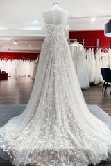 Gorgeous Off The Shoulder Tulle Lace Ruffles Wedding Dresses-27dress