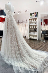 Gorgeous Off The Shoulder Tulle Lace Ruffles Wedding Dresses-27dress