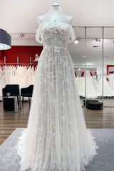 Gorgeous Off The Shoulder Tulle Lace Ruffles Wedding Dresses-27dress