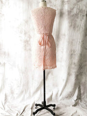Gorgeous Pink Lace Bridesmaid Dress with Scoop Neck and Sashes/Ribbons - Knee-length