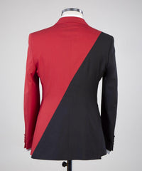 Gorgeous Red And Black Double Breasted Slim Fit Bespoke Men Suits