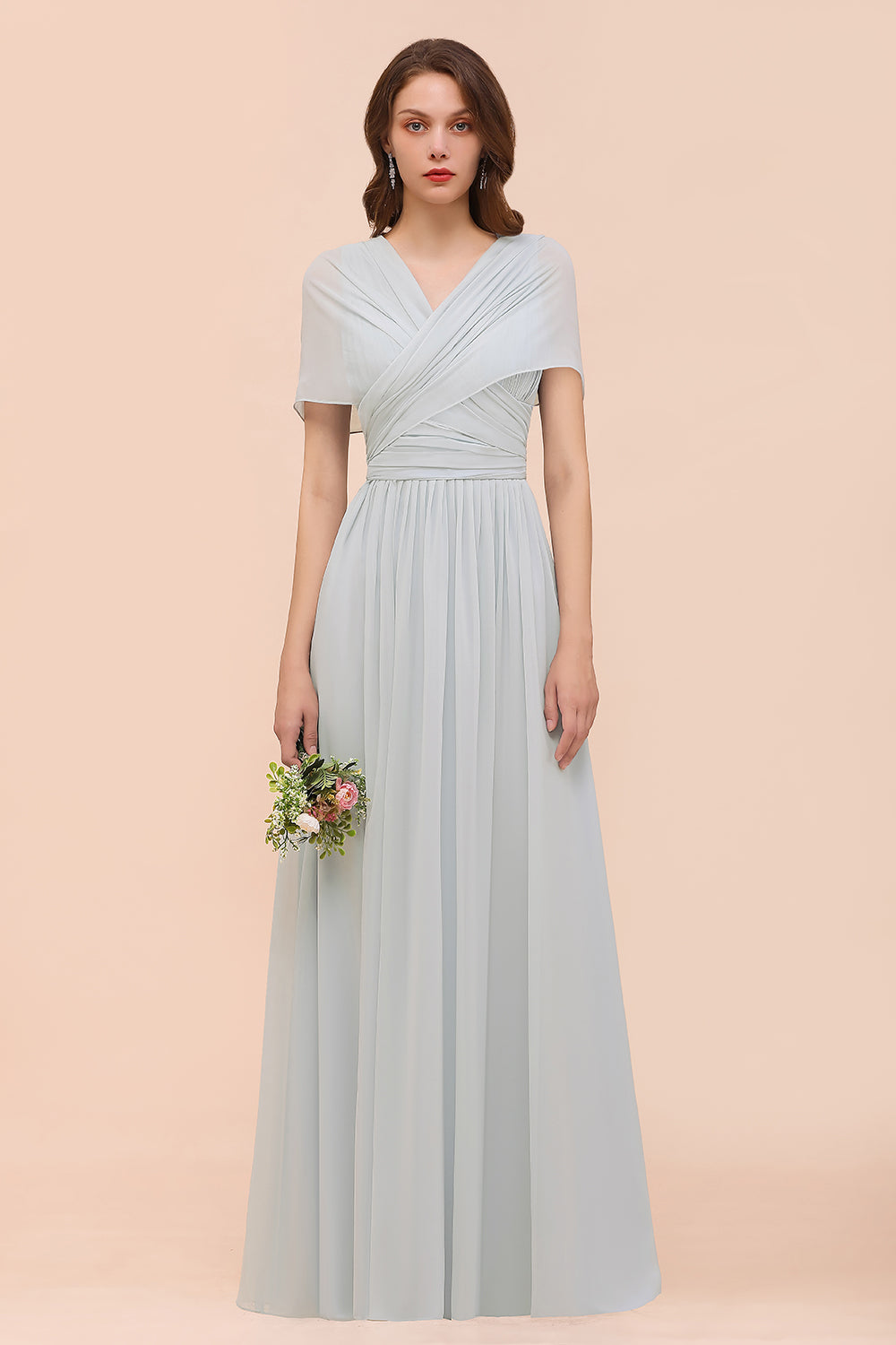 Gorgeous Ruffle Convertible Mist Chiffon Bridesmaid Dresses Online-27dress