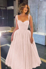 Gorgeous Spaghetti Strap Sweetheart Sequins Prom Dress With Tulle