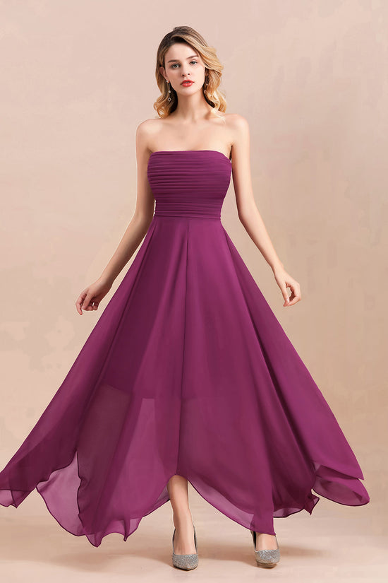 Gorgeous Strapless Ruffle Bridesmaid Dress with Petal Hemline-27dress