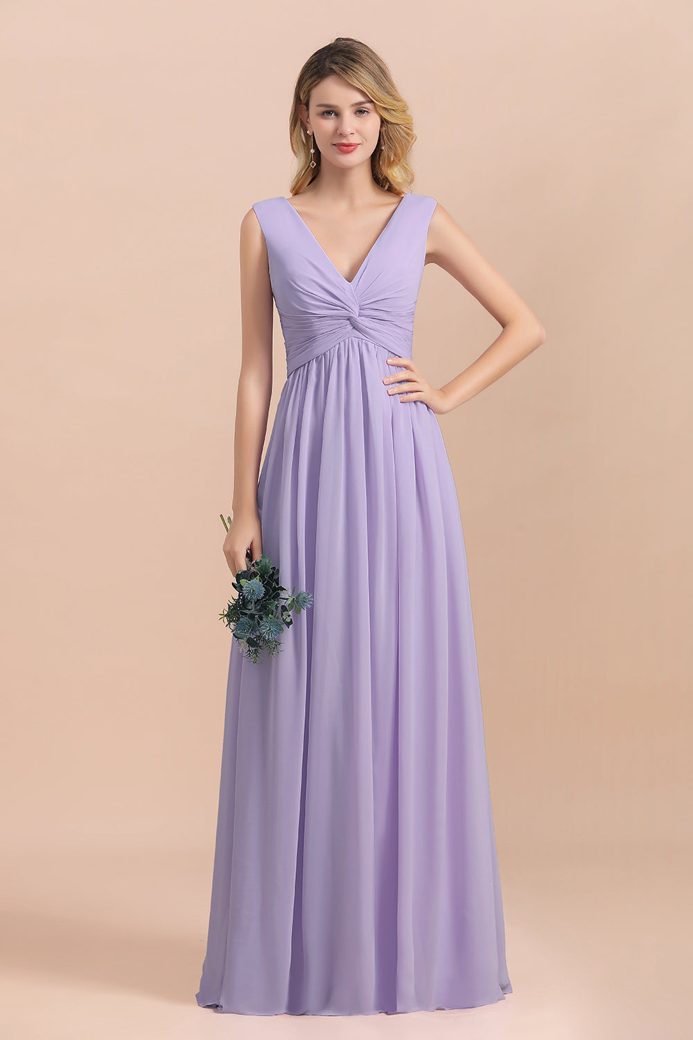 Gorgeous V-Neck Ruffle Lilac Chiffon Affordable Bridesmaid Dress with 27dress Gorgeous V-Neck Ruffle Lilac Chiffon Affordable Bridesmaid Dress with 27dress
