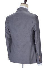 Gray Double Breasted Chic Slim Fit Men Suits for Business