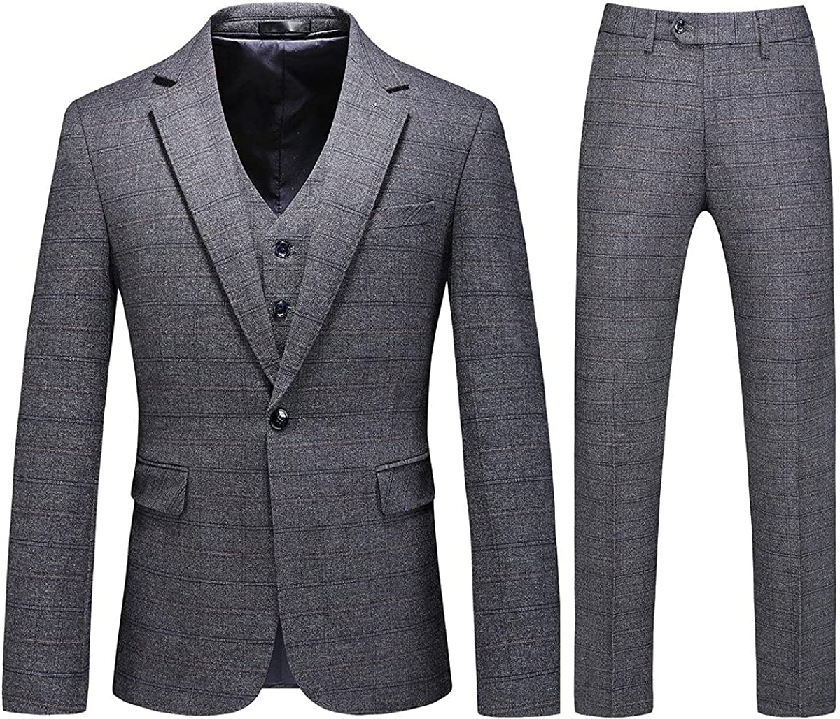 Notched Lapel Three Pieces Men Gray Prom Suits