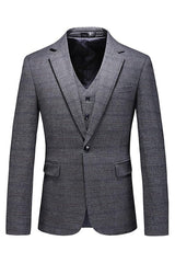 Notched Lapel Three Pieces Men Gray Prom Suits
