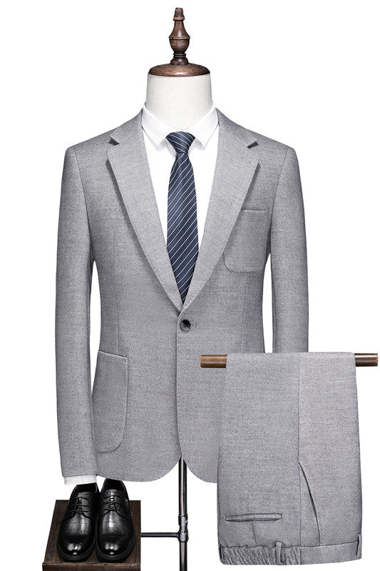 Gray Stylish One Button Notched Lapel Prom Men Suits